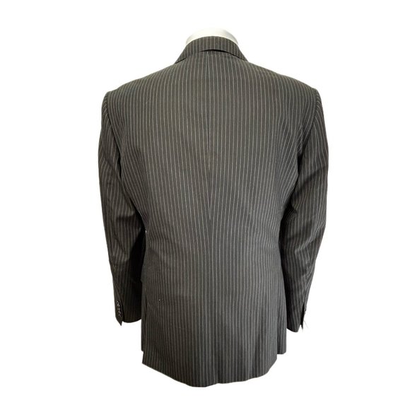 Black Striped Cotton Suit w/ Side Adjusters on Pants - Ralph Lauren Black Label - Picture 2 of 11